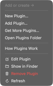 The menu behind the Plugins tile