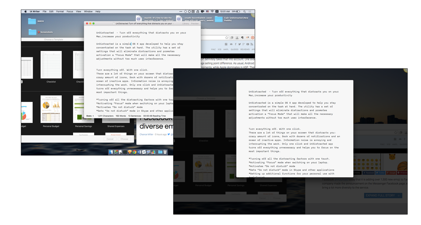 UnDistracted App Screenshot: Highlights the current working window