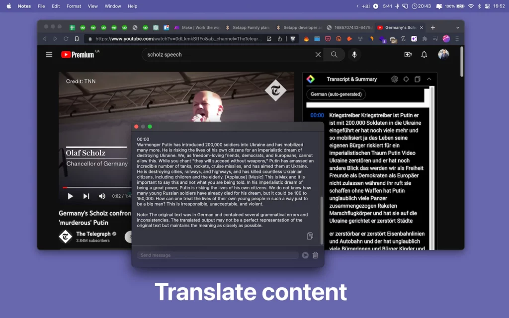 Translate content