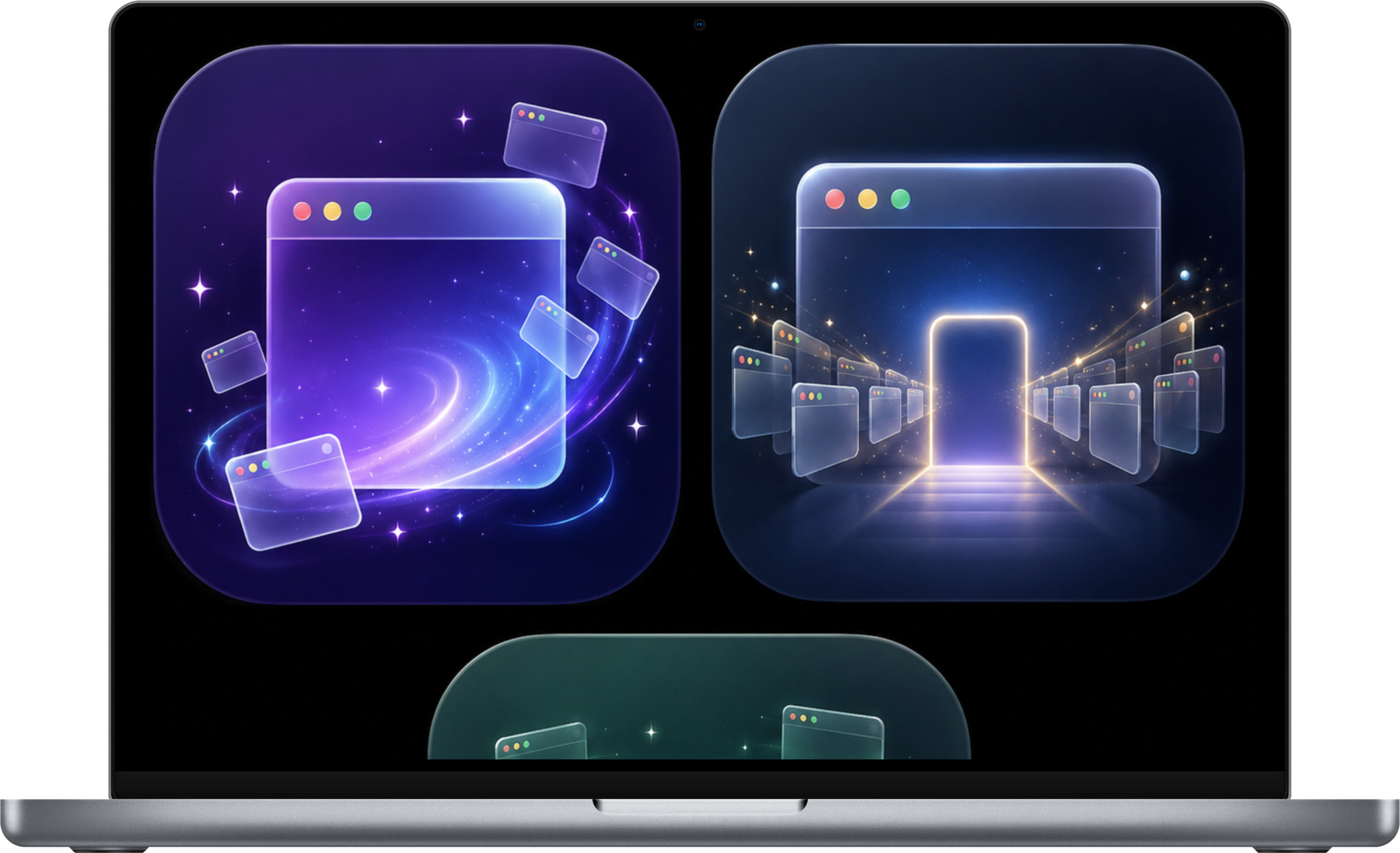 App icons designed with IconPilot, shown on a MacBook